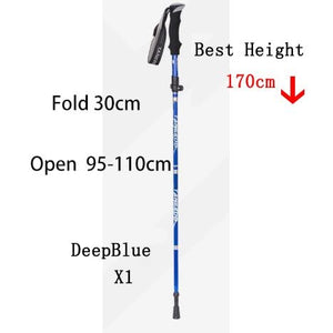 1 bâton télescopique de randonnée / marche nordique pliable en 5 sections 250g l'unité "Anyfashion - Tanerdd" - DeepBlue 30cm | Planète Rando