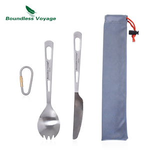 Couverts de camping en titane d'excellente qualité "Boundless Voyage - Titanium cut'ery Set" - Ti1046T | Planète Rando