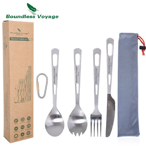 Couverts de camping en titane d'excellente qualité "Boundless Voyage - Titanium cut'ery Set" - Ti1052T | Planète Rando