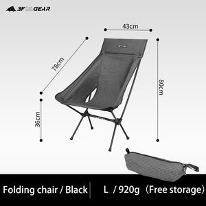 Chaise pliante en aluminium portable & ultraléger "3F UL GEAR - Picnic chair" - Noir - L | Planète Rando