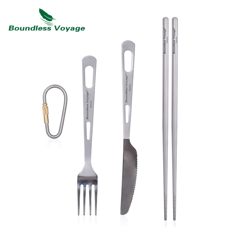 Couverts de camping en titane d'excellente qualité "Boundless Voyage - Titanium cut'ery Set" - Ti1049T | Planète Rando