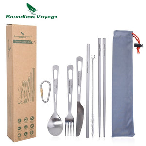 Couverts de camping en titane d'excellente qualité "Boundless Voyage - Titanium cut'ery Set" - Ti1073T | Planète Rando