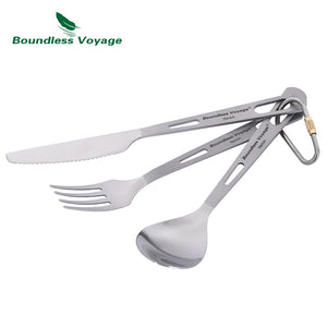 Couverts de camping en titane d'excellente qualité "Boundless Voyage - Titanium cut'ery Set" - | Planète Rando