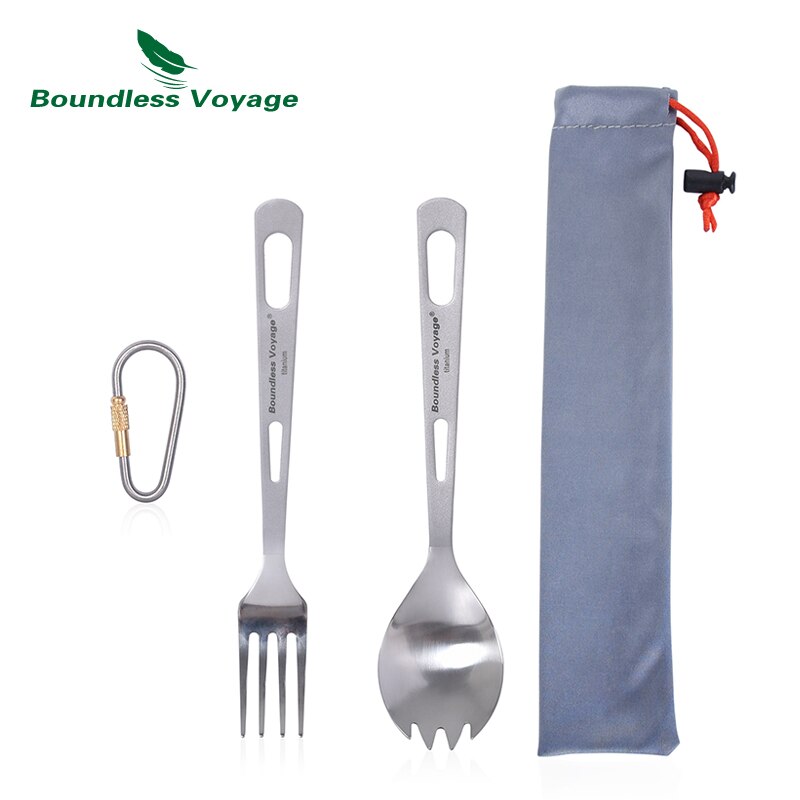 Couverts de camping en titane d'excellente qualité "Boundless Voyage - Titanium cut'ery Set" - Ti1045T | Planète Rando