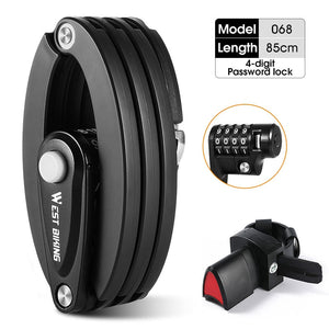 Anti-vol pour vélo / VTT en acier 8mm d'épaisseur "West Biking - Folding Lock" - 0.85M Password Lock | Planète Rando