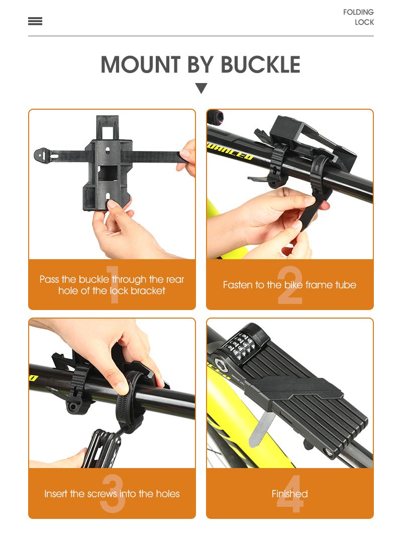 Anti-vol pour vélo / VTT en acier 8mm d'épaisseur "West Biking - Folding Lock" - | Planète Rando