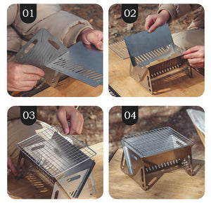 Barbecue de camping portable et pliable en acier inoxydable "Into - Grill BBQ" - | Planète Rando