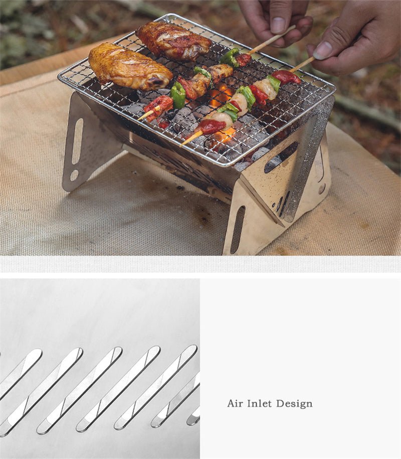 Barbecue de camping portable et pliable en acier inoxydable "Into - Grill BBQ" - | Planète Rando