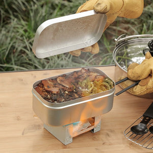 Boîte à déjeuner de camping avec poignée pliante, ustensiles de cuisine de voyage "Into - Outdoor" - | Planète Rando