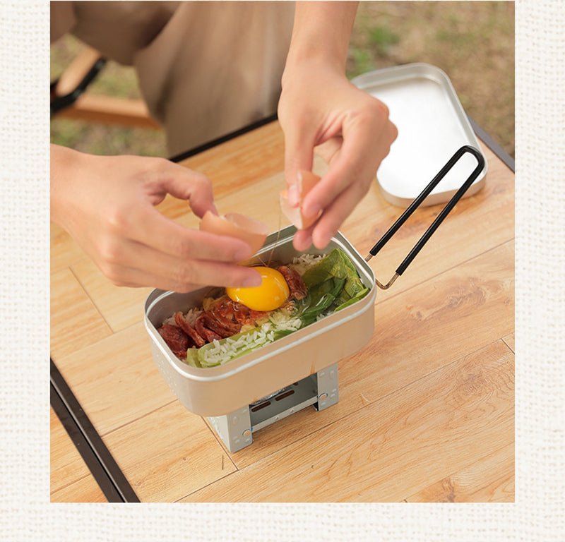 Boîte à déjeuner de camping avec poignée pliante, ustensiles de cuisine de voyage "Into - Outdoor" - | Planète Rando