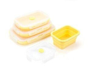 Boîte à déjeuner pliable en silicone de qualité alimentaire 100g / 250g "FISHWAVES - Microwave" - Jaune / 1200ml | Planète Rando