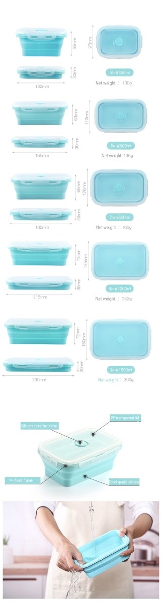 Boîte à déjeuner pliable en silicone de qualité alimentaire 100g / 250g "FISHWAVES - Microwave" - | Planète Rando