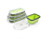 Boîte à déjeuner pliable en silicone de qualité alimentaire 100g / 250g "FISHWAVES - Microwave" - Vert fluo / 1200ml | Planète Rando