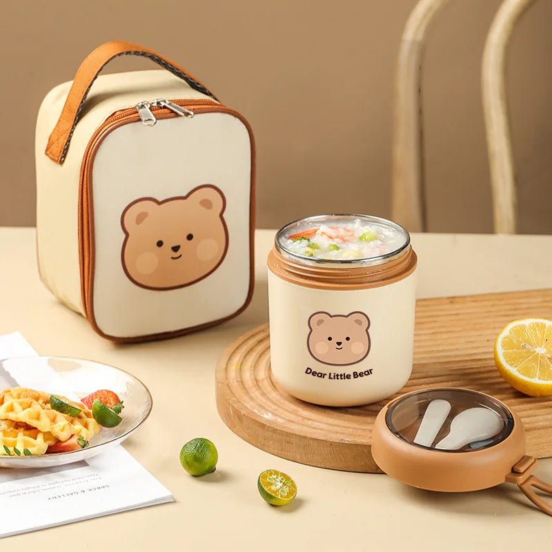 Boîte à lunch / bento en acier inoxydable 304 pour enfants 530ml "Dear Little - Lunch box" - Bear insulated bag | Planète Rando