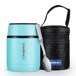 Boite à lunch en acier inoxydable avec cuillère pliante 500ml "FEIJIAN - Lunch box" - Vert pastel | Planète Rando