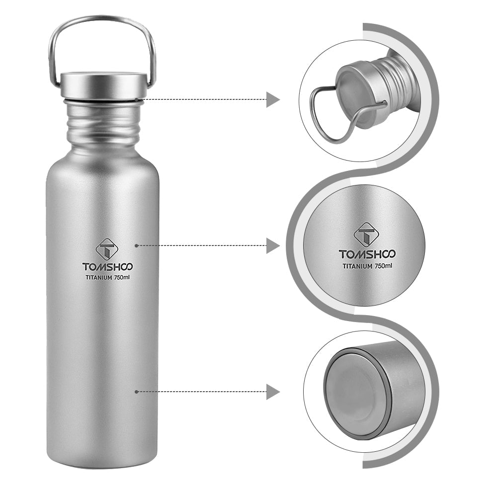 Bouteille d'eau en titane 750ml et tasse de 300ml 230g "Tomshoo – Camp kit" - | Planète Rando