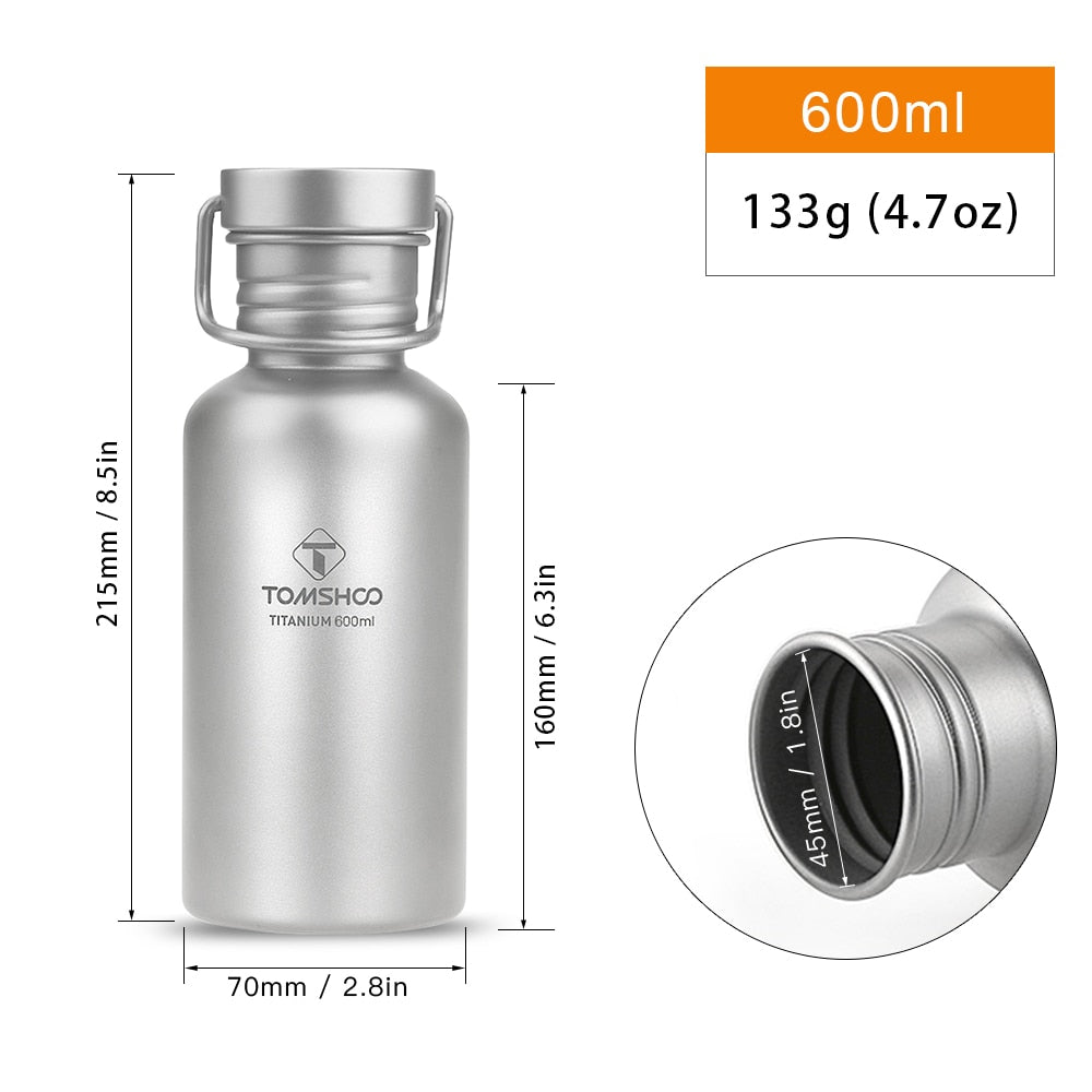 Bouteille d'eau en titane 750ml et tasse de 300ml 230g "Tomshoo – Camp kit" - 600ml | Planète Rando