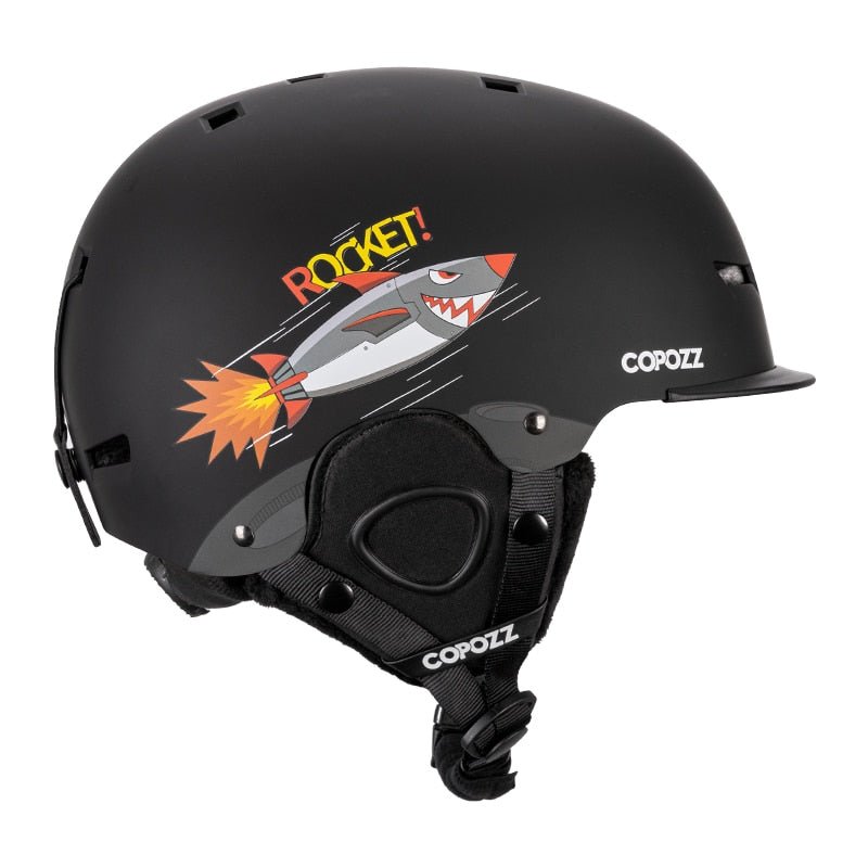 Casque de ski moulé intégralement pour enfants / adultes 51-58cm "COPOZZ - Fuzz" - Shark rocket / S | Planète Rando