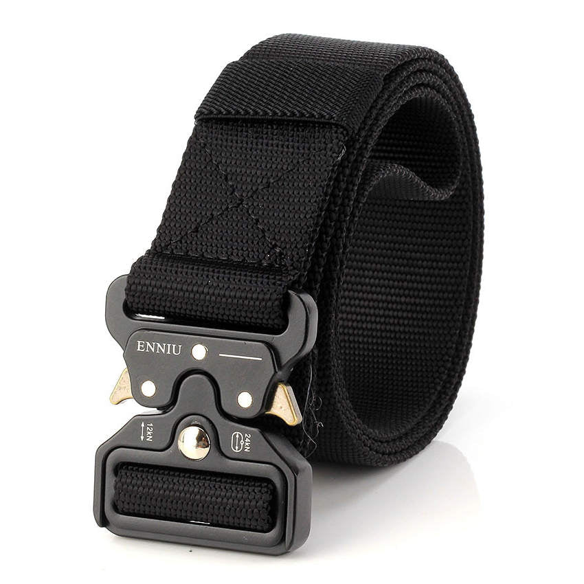 Ceinture tactique large 3.8cm en toile pour homme "Favocent - Enniu" - Noir | Planète Rando