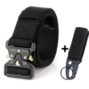 Ceinture tactique large 3.8cm en toile pour homme "Favocent - Enniu" - Noir + boucle | Planète Rando