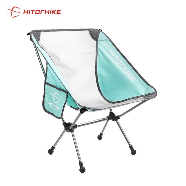 Chaise pliante de voyage ultralégère 950g "Hitorhike – camping chair" - Vert bleu | Planète Rando