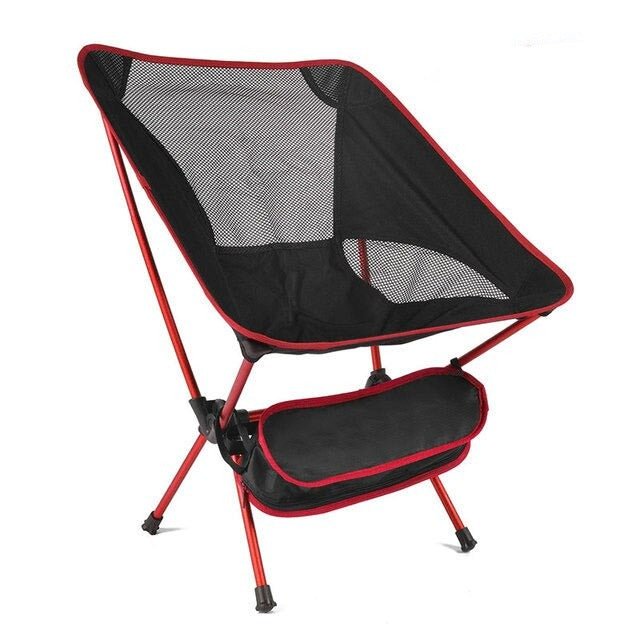 Chaise pliante ultralégere de camping / pêche en tissu Oxford 920g "Tnukk - Folding chair" - Rouge | Planète Rando