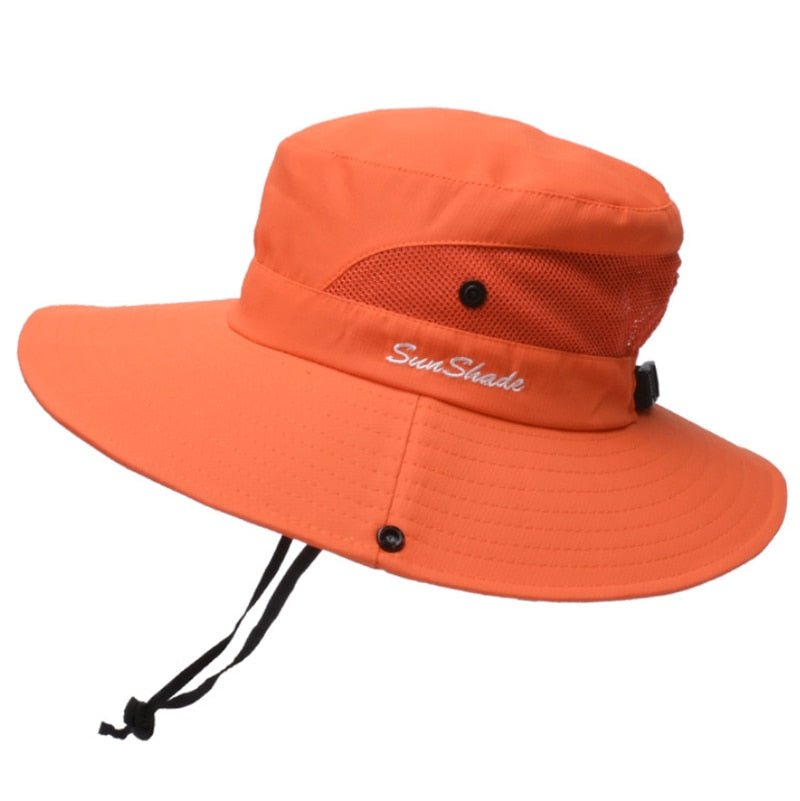 Chapeau de randonnée anti-UV UPF 50 + "Sunshade - Sun Hat" - Orange / 52-54 cm | Planète Rando