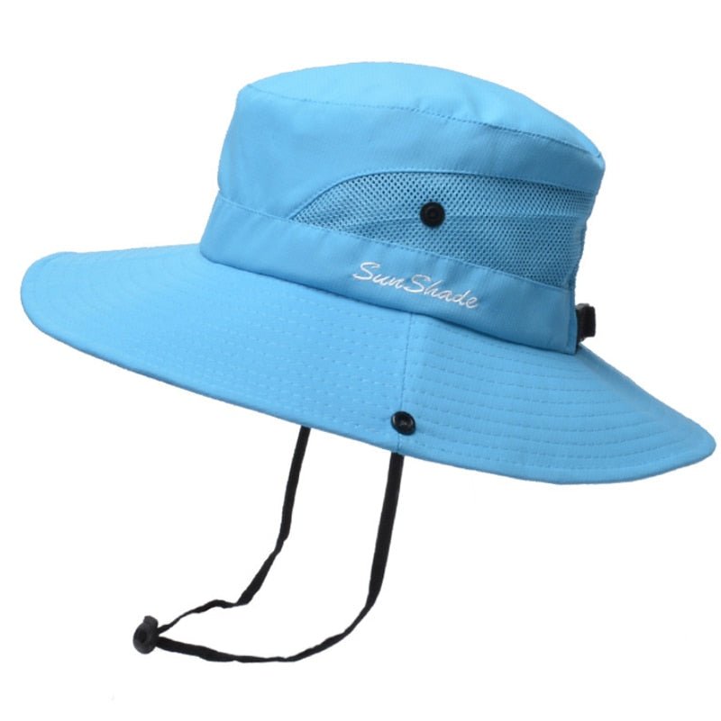 Chapeau de randonnée anti-UV UPF 50 + "Sunshade - Sun Hat" - Bleu turquoise / 52-54 cm | Planète Rando