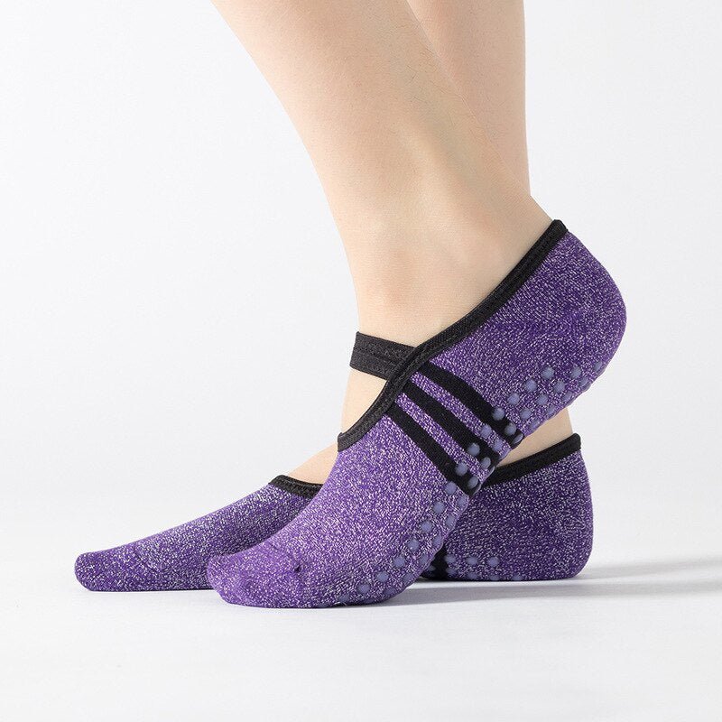 Chaussettes antidérapantes avec élastique de serrage "Ug sports - Yoga socks" - Violet | Planète Rando