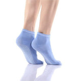 Chaussettes courtes antidérapantes en coton pour femme "Ug sports -Yoga Socks" - Bleu | Planète Rando