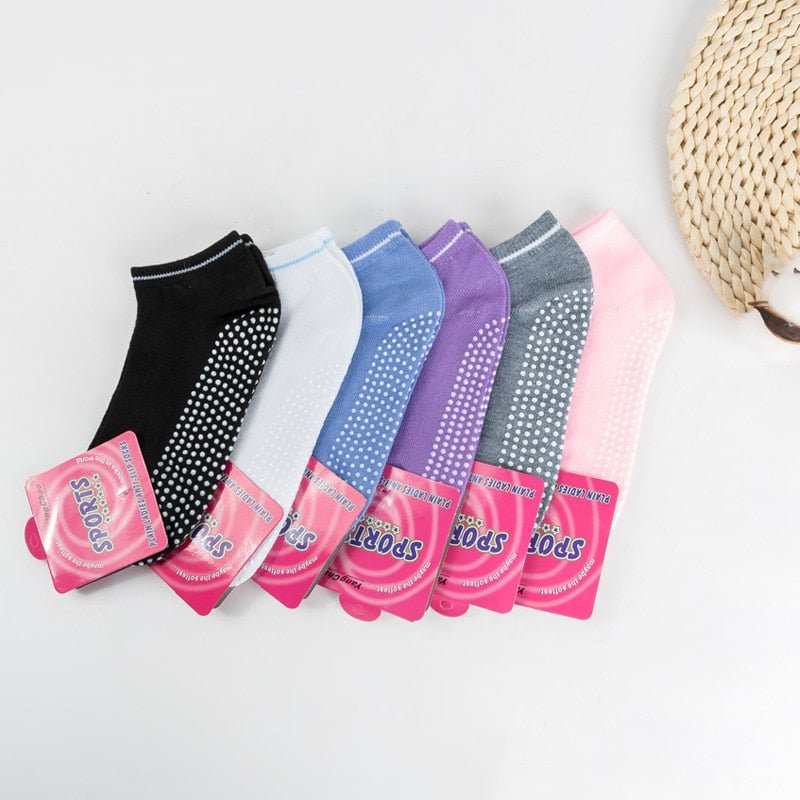 Chaussettes courtes antidérapantes en coton pour femme "Ug sports -Yoga Socks" - | Planète Rando