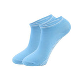 Chaussettes courtes antidérapantes en coton pour femme "Ug sports -Yoga Socks" - Bleu ciel | Planète Rando