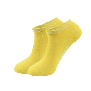 Chaussettes courtes antidérapantes en coton pour femme "Ug sports -Yoga Socks" - Jaune | Planète Rando