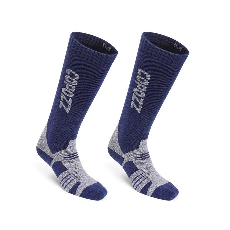 Chaussettes de ski thermiques en laine merinos pour homme et femme "COPOZZ - Ski socks" - Bleu / S | Planète Rando