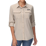 Chemise boutonnée à manches longues pour femme UPF 50+ "Bassdash - FS21W" - Khaki / X-Small | Planète Rando