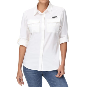 Chemise boutonnée à manches longues pour femme UPF 50+ "Bassdash - FS21W" - White / X-Small | Planète Rando