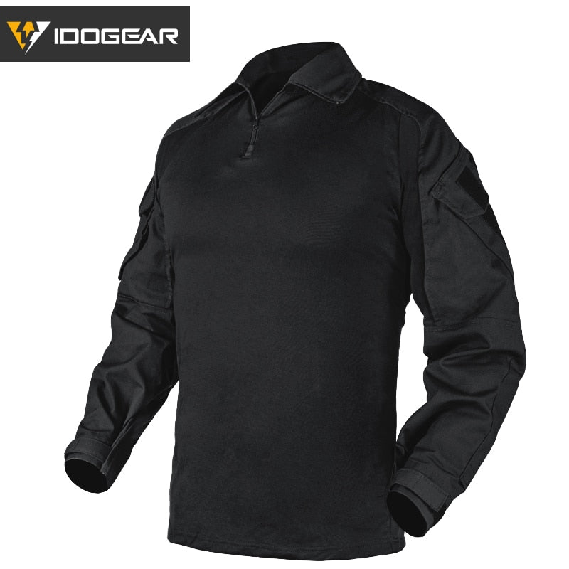 Chemise de combat tactique militaire pour la chasse, paintball, airsoft 500g "IDOGEAR - G3" - Black / S | Planète Rando