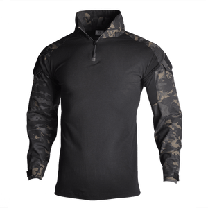 Chemise tactique de combat militaire / Airsoft "HAN WILD - G2 Frog Suit" - Noir camouflage / S | Planète Rando