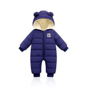 Combinaison / barboteuse d'hiver pour bébé 0-12 mois "LZH – The Bear" - Bleu foncé / 0-3 mois | Planète Rando