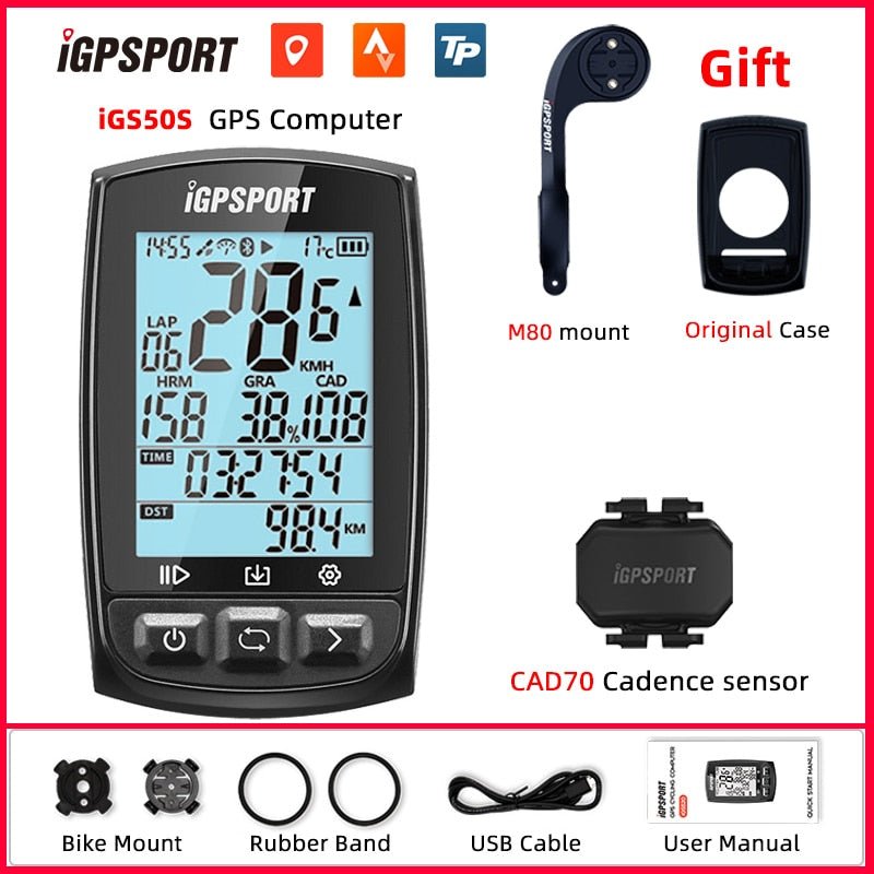 Compteur de vélo GPS avec navigation, compteur de vitesse, odomètre et accessoires "IGPSPORT - iGS520" - 50S with C70 | Planète Rando