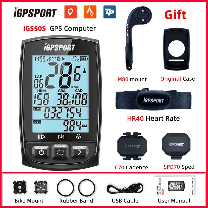 Compteur de vélo GPS avec navigation, compteur de vitesse, odomètre et accessoires "IGPSPORT - iGS520" - iGS50T Bunch | Planète Rando