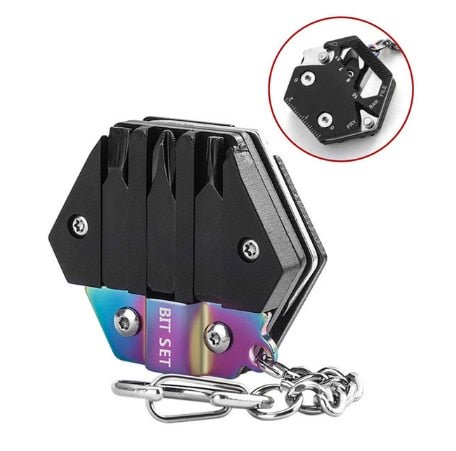 Couteau pliant multi-outils avec porte-clé hexagonal "Zezzo® - EDC survival tools" - Titane | Planète Rando