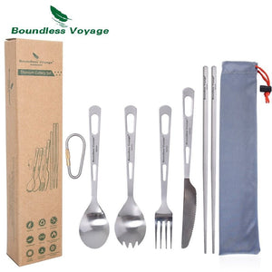 Couverts de camping en titane d'excellente qualité "Boundless Voyage - Titanium cut'ery Set" - Ti1053T | Planète Rando