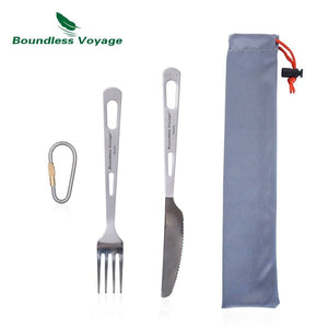 Couverts de camping en titane d'excellente qualité "Boundless Voyage - Titanium cut'ery Set" - Ti1047T | Planète Rando