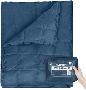 Couverture de camping en coton 450g / 510g "4Monster - Camping Blanket" - Bleu navy / L | Planète Rando