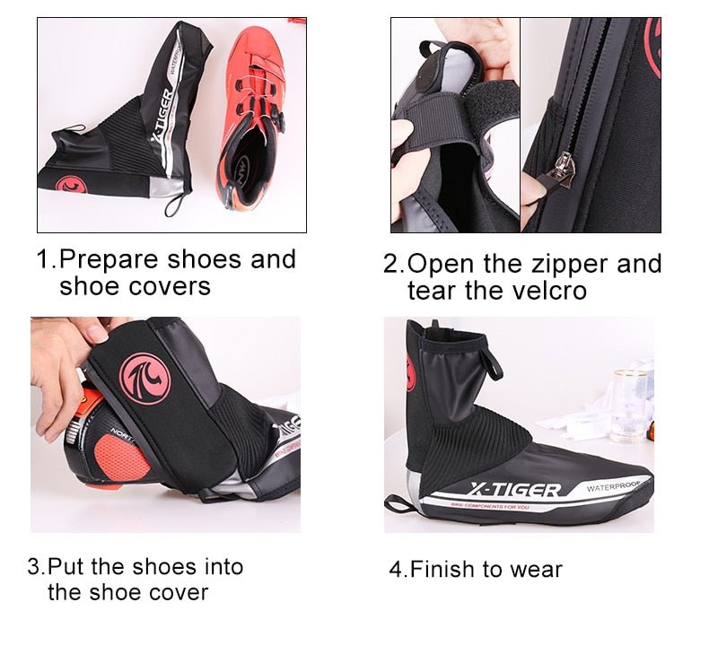 Couvre-chaussures de vélo imperméable & réfléchissant "X-TIGER - Shoes cover" - | Planète Rando