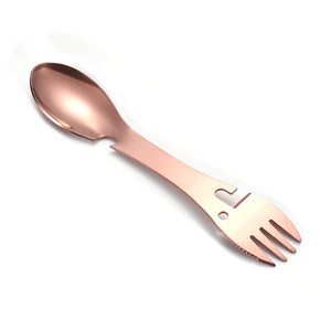 Cuitochette / outil de cuisine 5 en 1 Safari - "EDC Fork" - Rose | Planète Rando