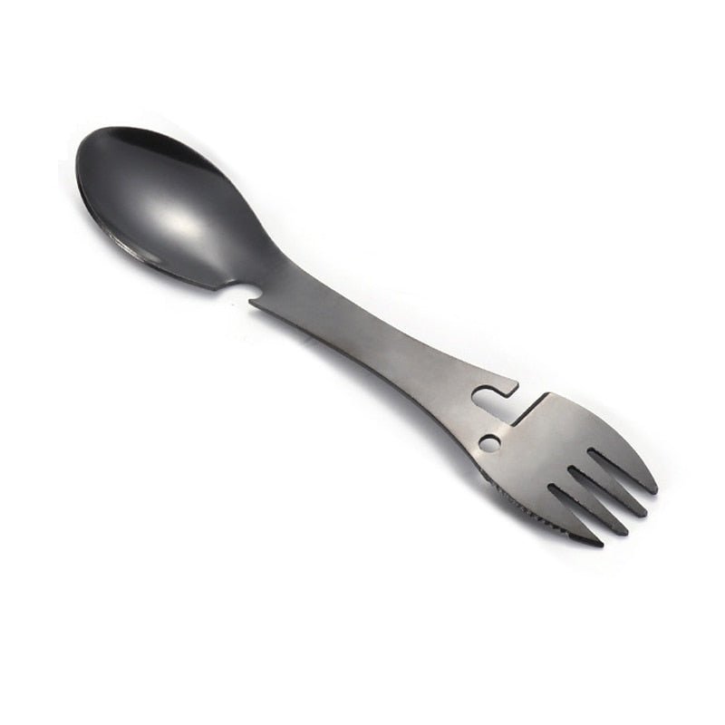 Cuitochette / outil de cuisine 5 en 1 Safari - "EDC Fork" - Noir | Planète Rando