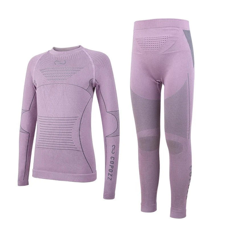 Ensemble de sous-vêtement thermique 3D en thermolite pour enfant "COPOZZ - 23305" - Violet / 120 | Planète Rando