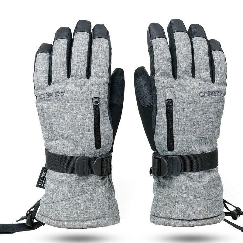 Gants de ski imperméables avec poche et compatibilité tactile "COPOZZ - Insultate" - Gris / M | Planète Rando